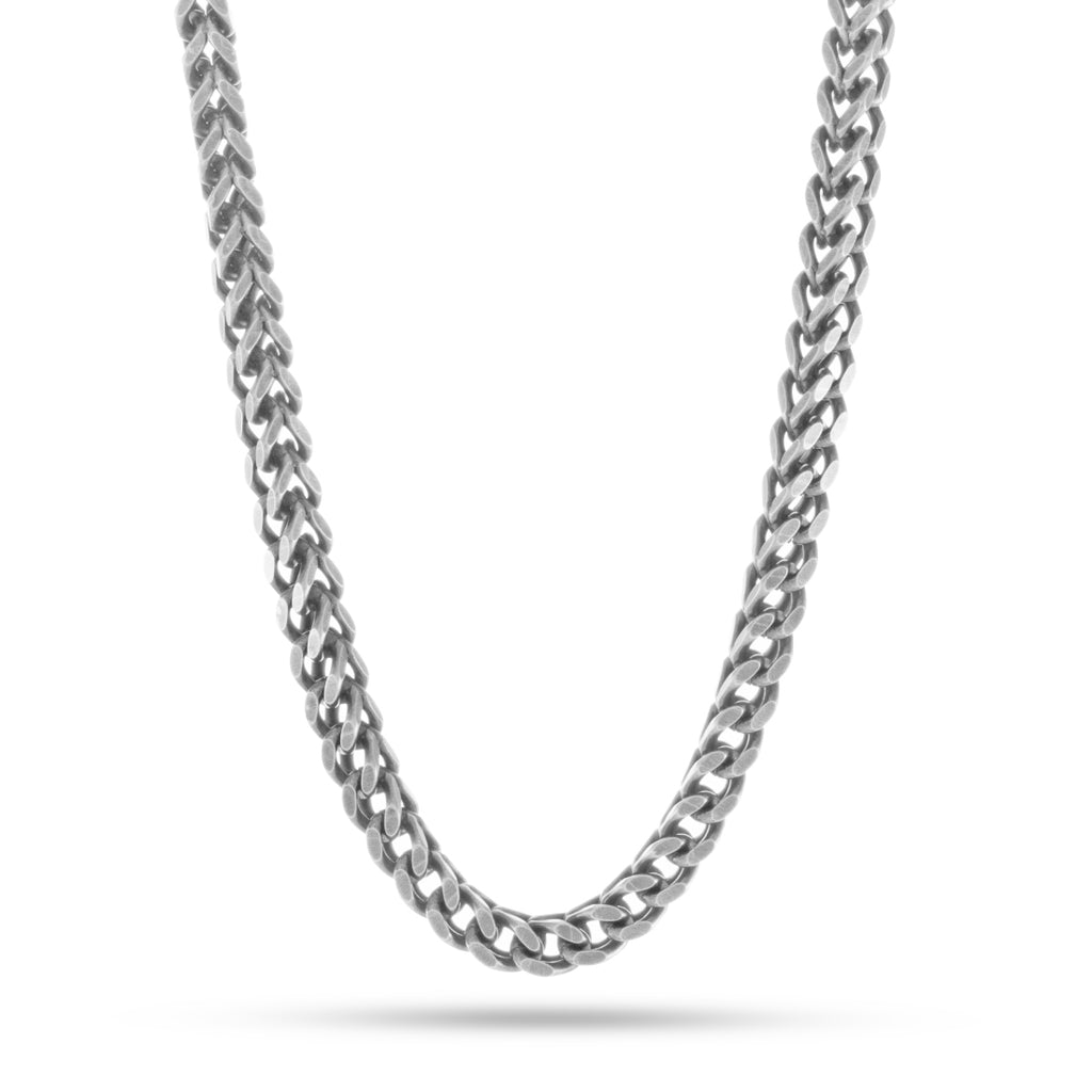 6mm, Vintage Stainless Steel Franco Chain (Silver)