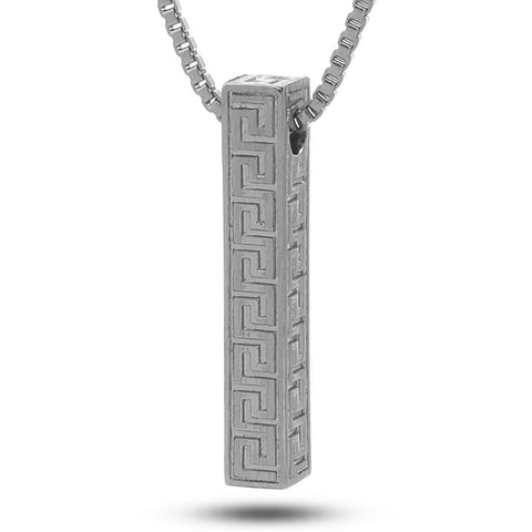 White Gold Greek Key Pillar Necklace from Marz