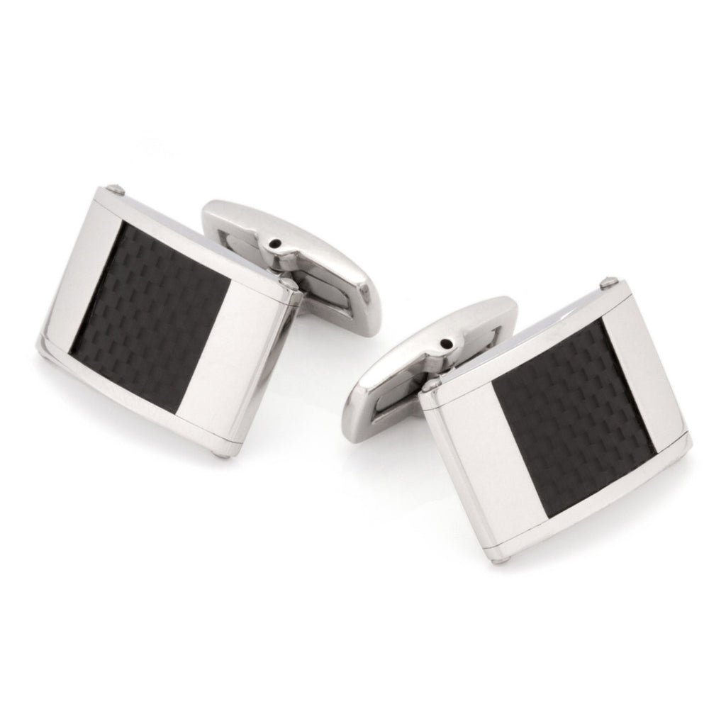 Stainless Steel Classic Mesh Inlay Cuff Links