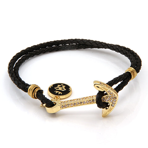 Braided CZ Anchor Bracelet