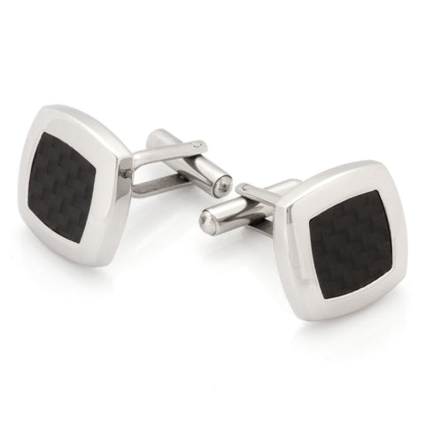 Stainless Steel Classic Mesh Inlay Cuff Link (Two-Tone)