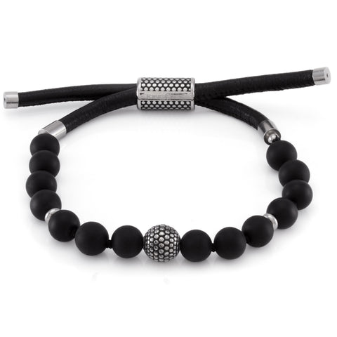 The Beaded Leather Wrap (Silver)