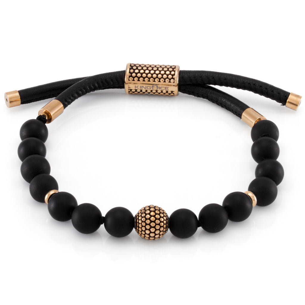 The Beaded Leather Wrap (Gold)