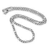 5mm, Vintage Stainless Steel Figaro Chain (Silver)