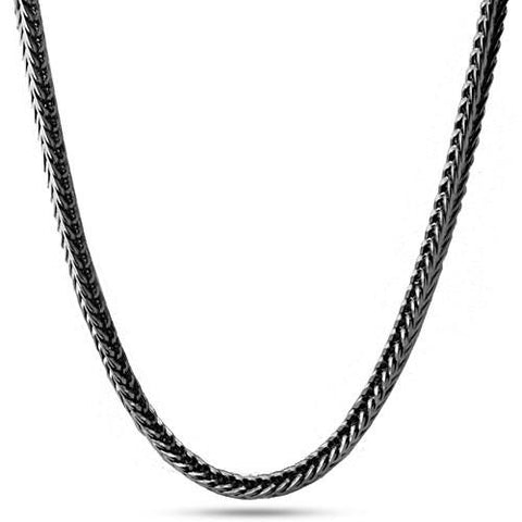 3mm Men's Black Rhodium Plated Hip Hop Franco Chain