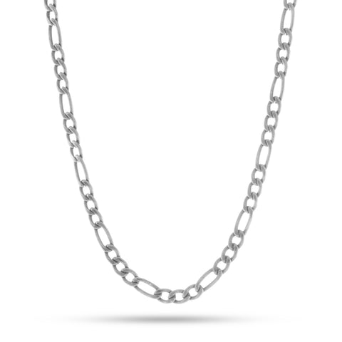 5mm, Vintage Stainless Steel Figaro Chain (Silver)