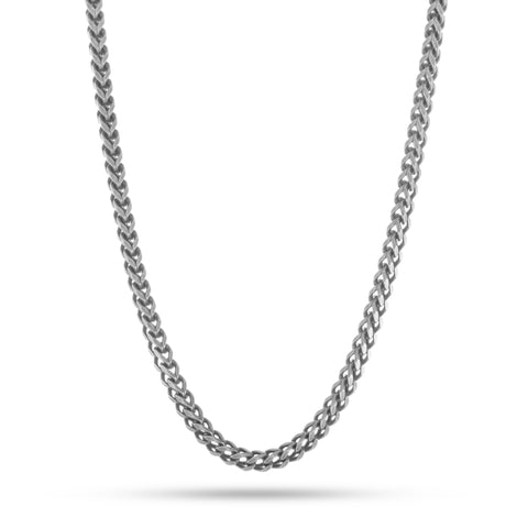 4mm, Vintage Stainless Steel Franco Chain (Silver)