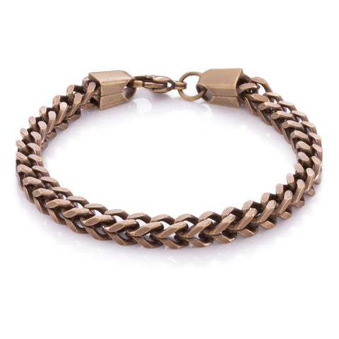 6mm, Vintage Stainless Steel Franco Bracelet (Gold)