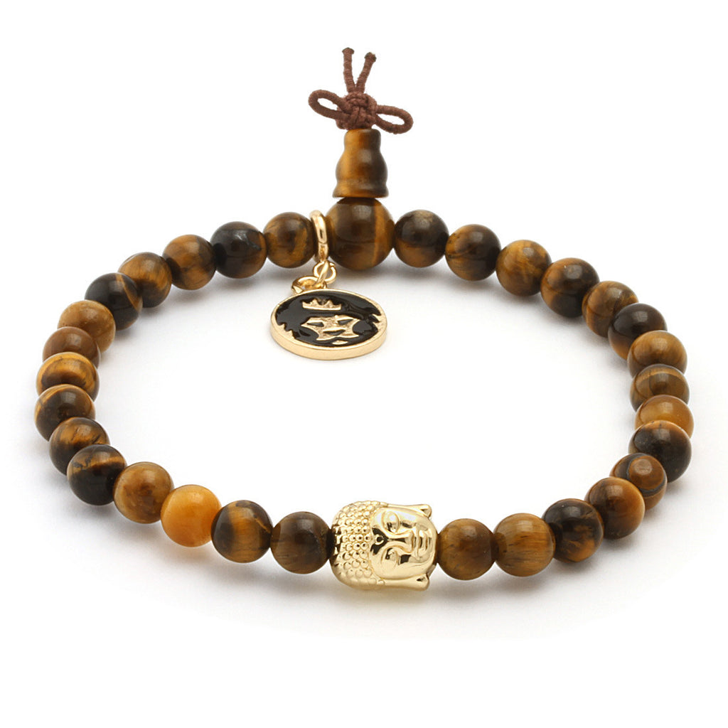 Tiger Eye Gold Buddha Beaded Meditation Bracelet